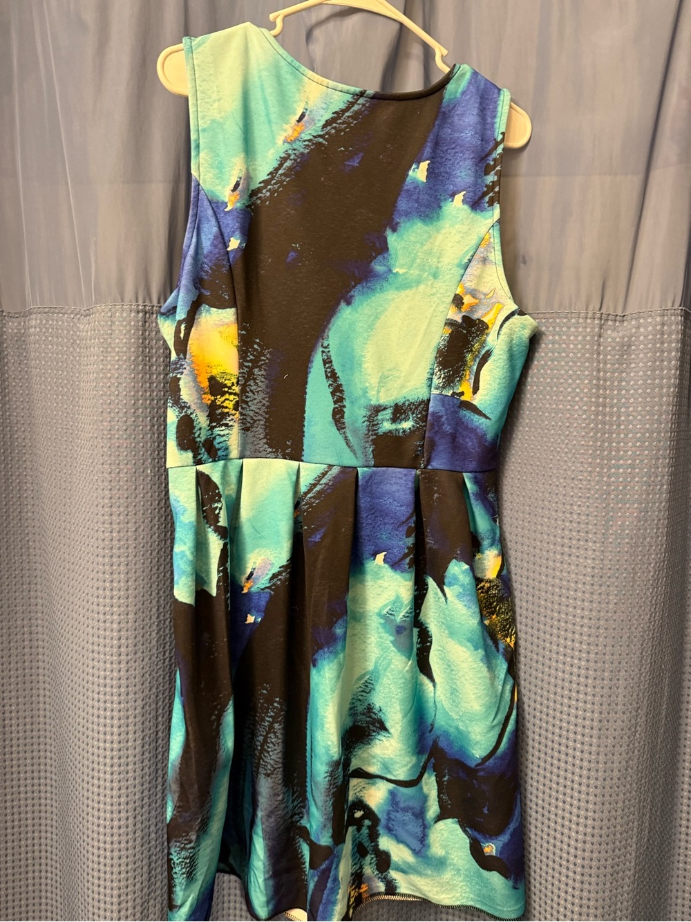 Sleeveless Blue-Green Fit & Flare Dress